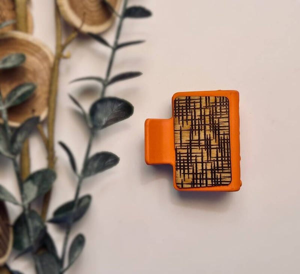 Rustic Crosshatch Wooden Claw Clip