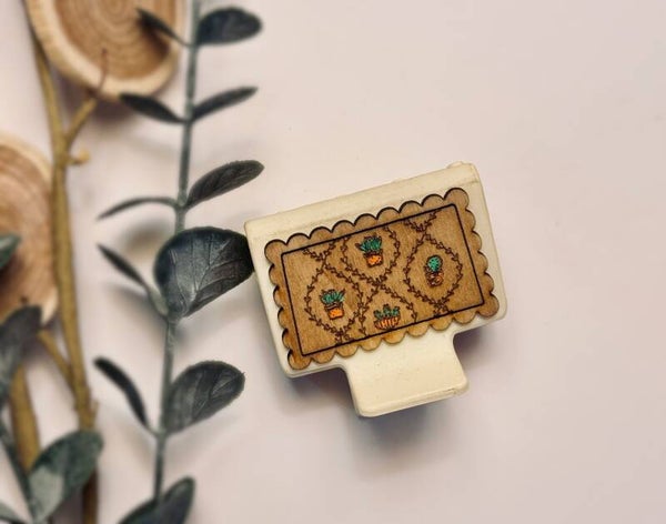 Desert Garden Wooden Claw Clip