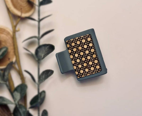 Geometric Lines Wooden Claw Clip