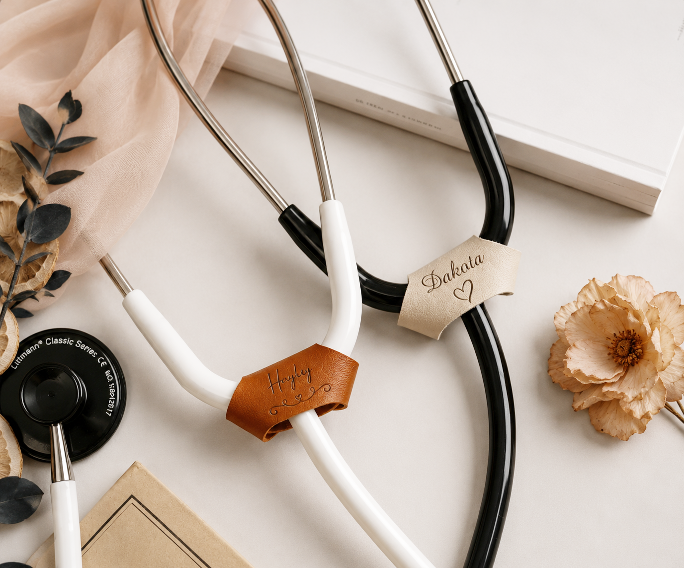 Personalized Vegan Leather Stethoscope Name Tag