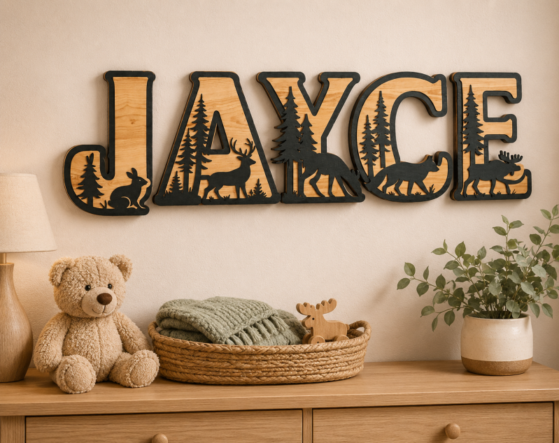 Woodland Animal Personalized Letter Name Sign ( 11 Inch Letters)