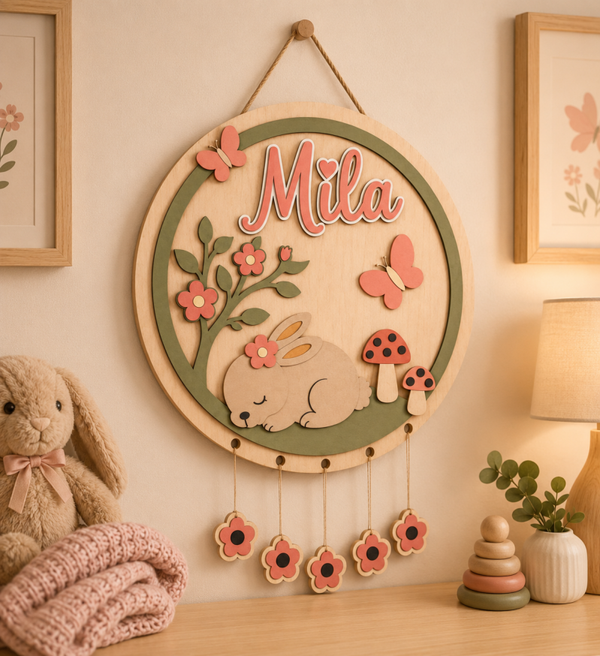 Bunny Garden Personalized Nursery Sign