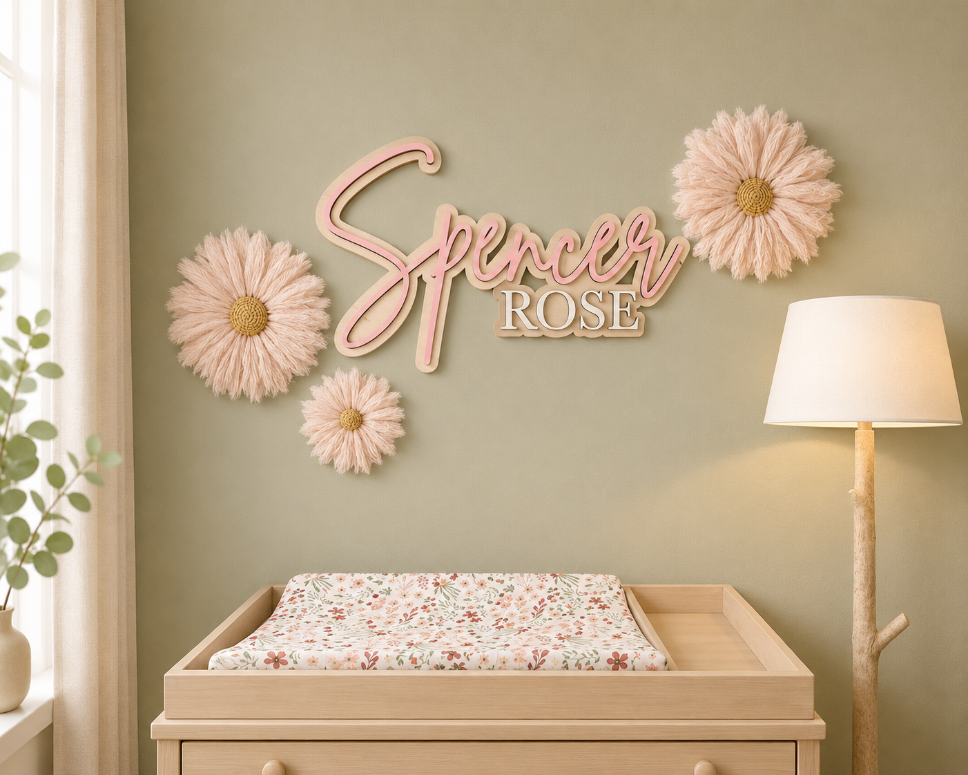 Blush Script Personalized Nursery Sign