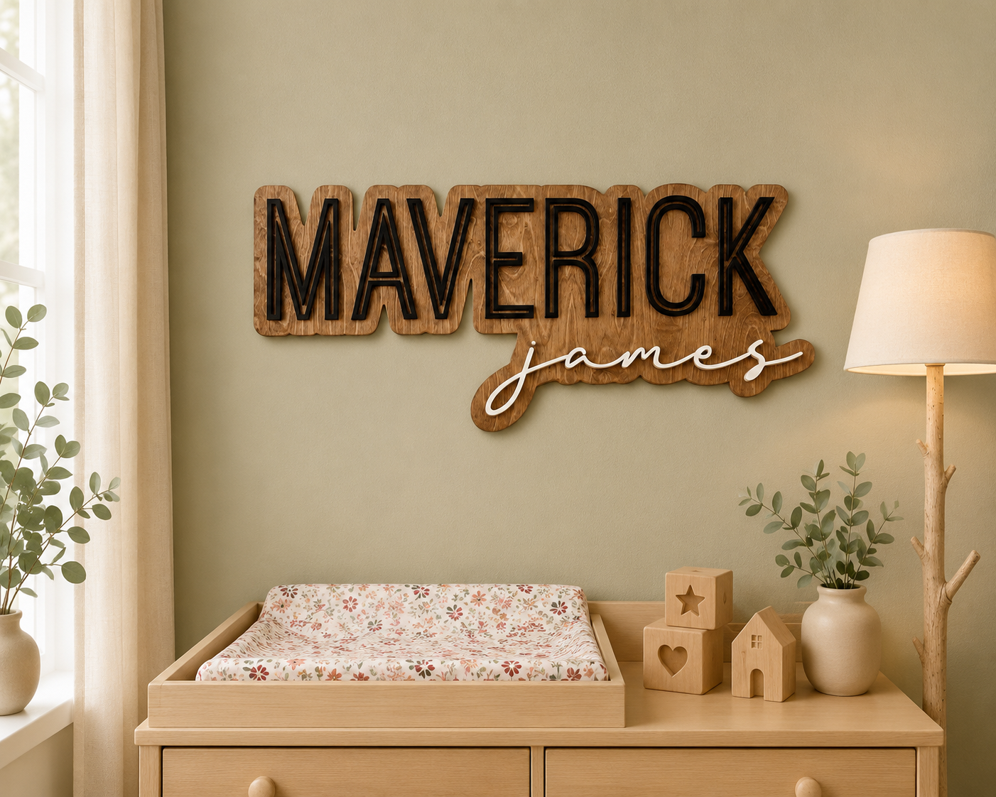 Rustic Modern Personalized Name Sign