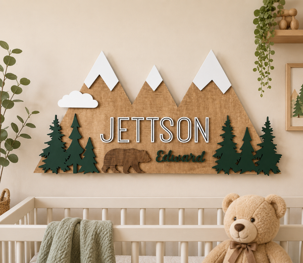 Woodland Mountain Personalized Name Sign