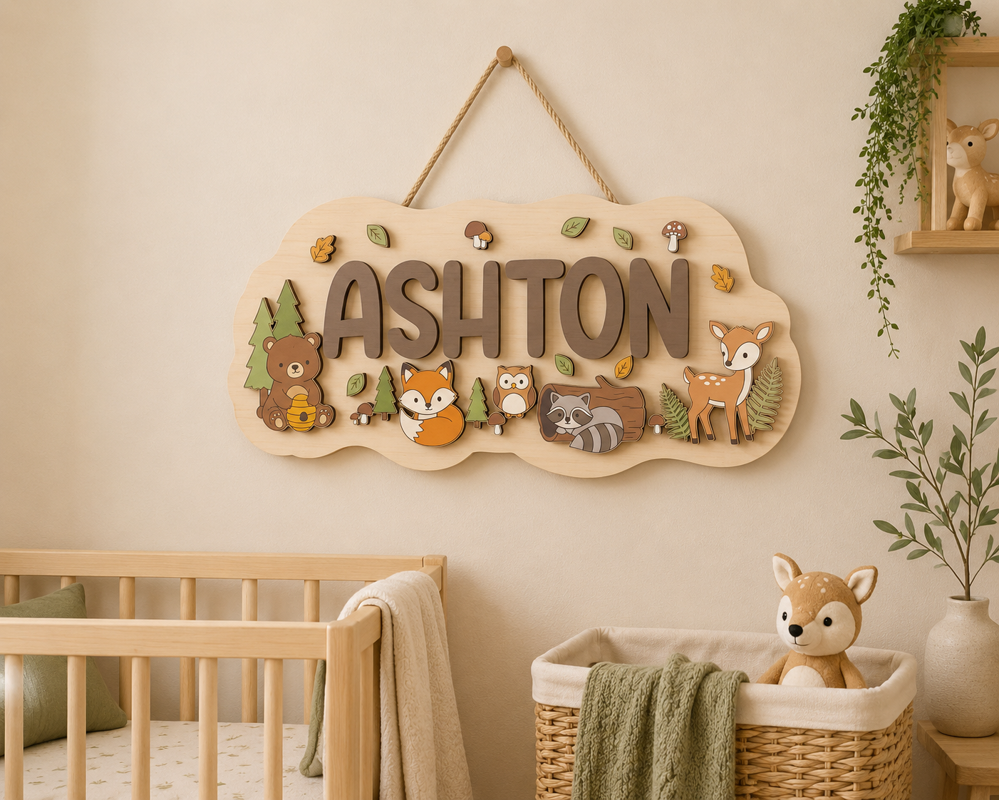 Woodland Friends Personalized Nursery Sign