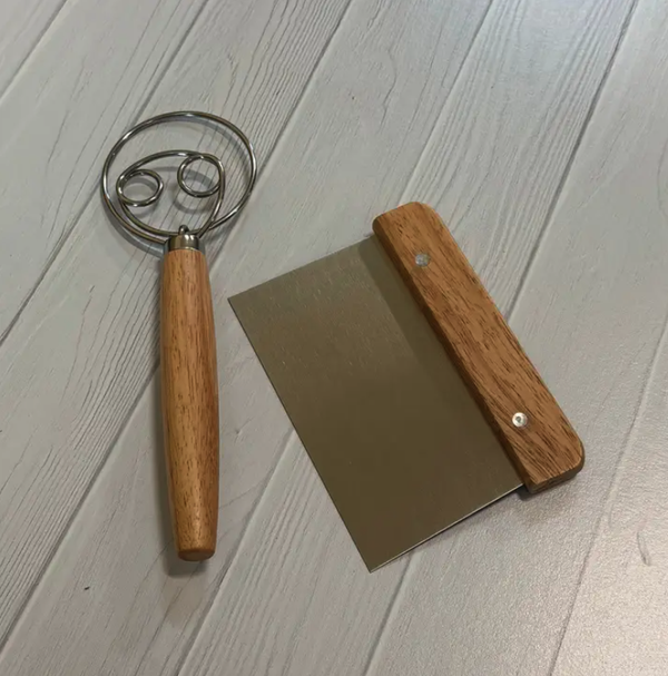 Rustic Dough Whisk & Bench Cutter Baking Set