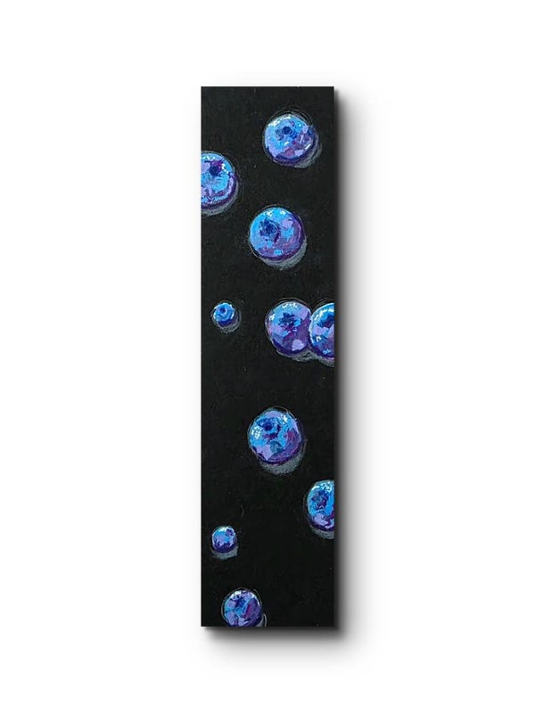 Blue Berries  Handpainted Blue Berry Bookmark  Original Art | 20 x 5.5 cm (7.9 x 2.2 inches) Mini Artwork on Black Paper
