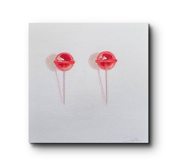 Original Minimalist Art lollipops | Classical  Wall Art | Small Original Artwork 21 x 21 cm (8.9 x 8.3 inches) Contemporary Home Decor