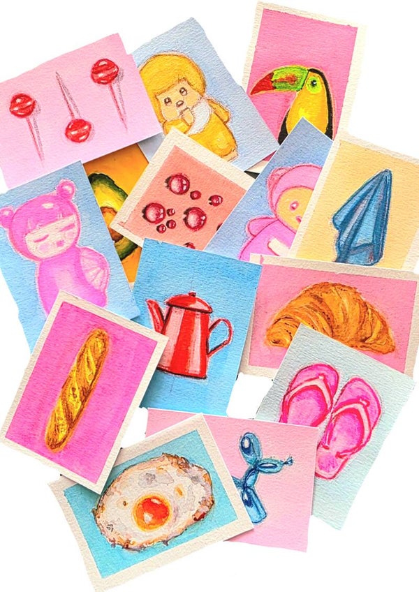 Mystery Original Watercolor ACEO Painting–Surprise Mini Art Card – Collectible Art