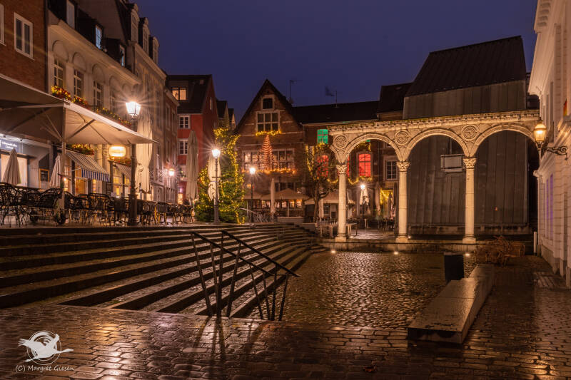 Aachen Aachener Dom Altstadt Hof römische Säulen PortikusBlaue Stunde