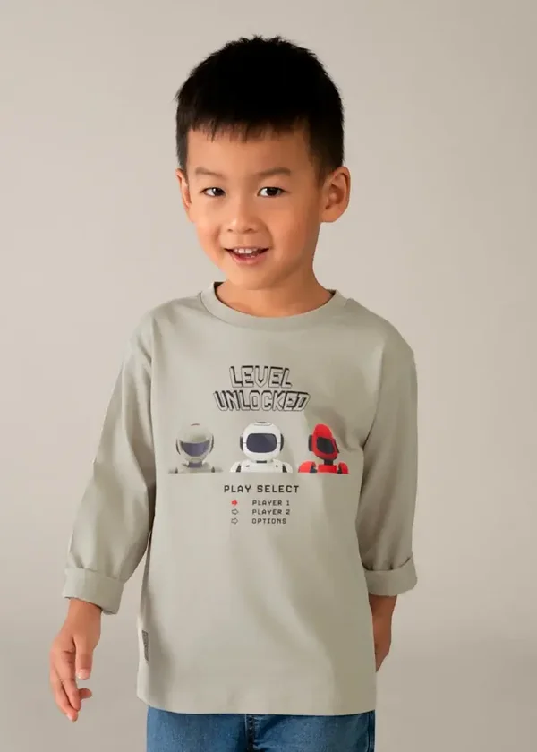 Maglietta manica lunga serigrafia bambino