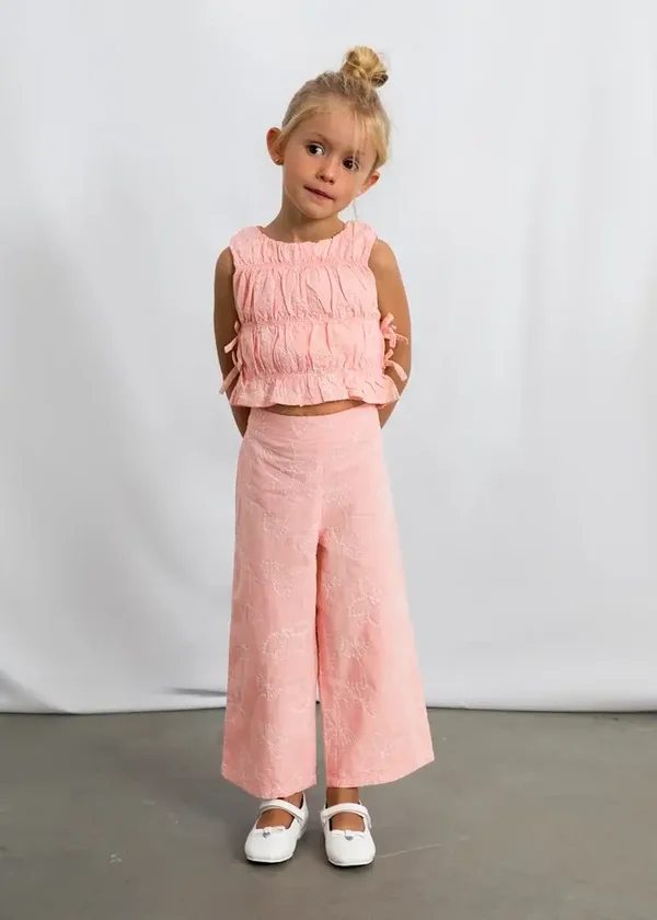 Completo pantalone e top arricciato bambina