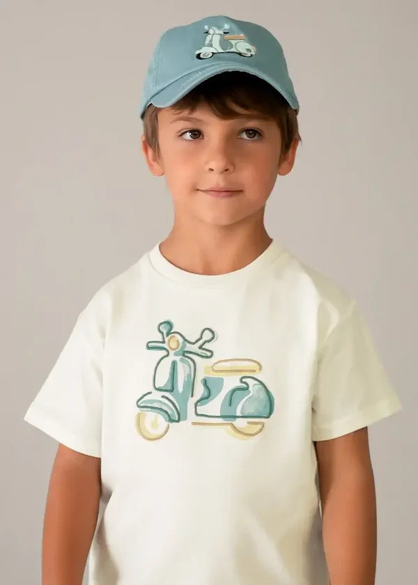 Maglietta con moto ricamata bambino