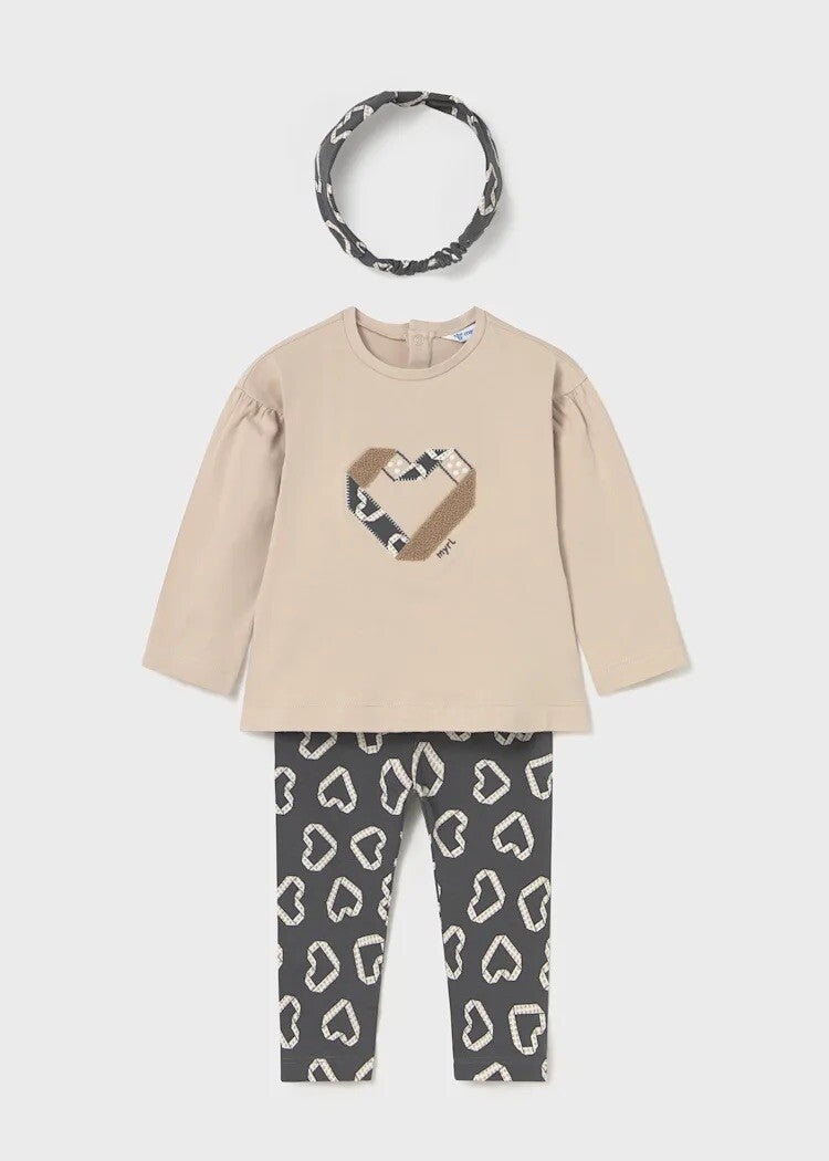 Completo maglietta, leggings e fascia per neonata