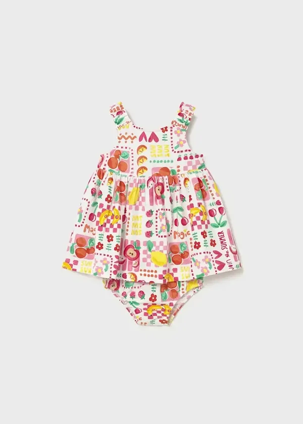 Vestito stampato con copri pannolino neonata