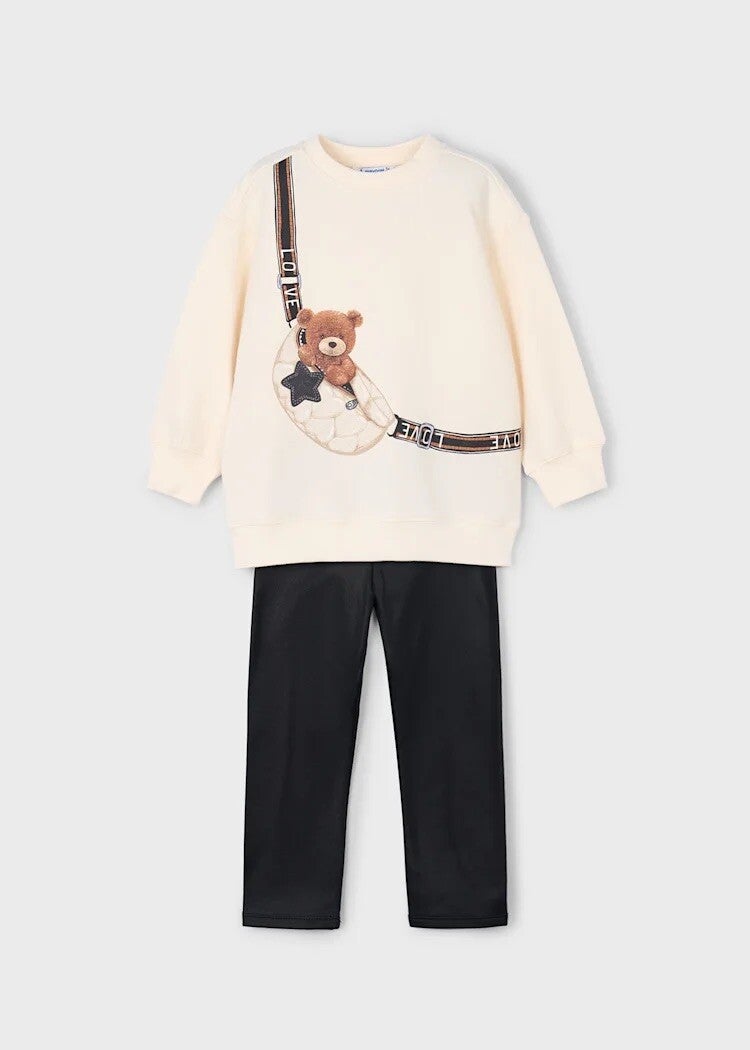 Completo leggings e felpa orso per bambina