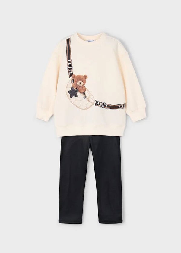 Completo leggings e felpa orso per bambina