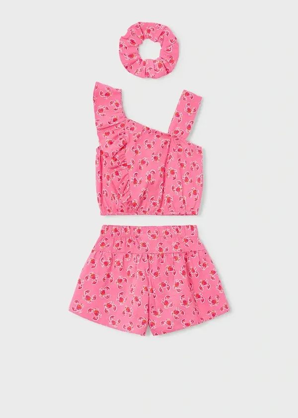 Completo stampato con elastico per capelli bambina