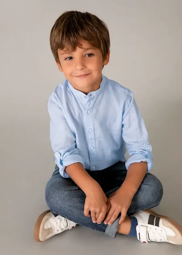 Camicia manica lunga colletto alla coreana bambino