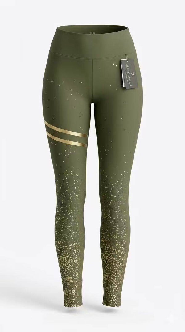 High-Waist-Leggings in Olivgrün