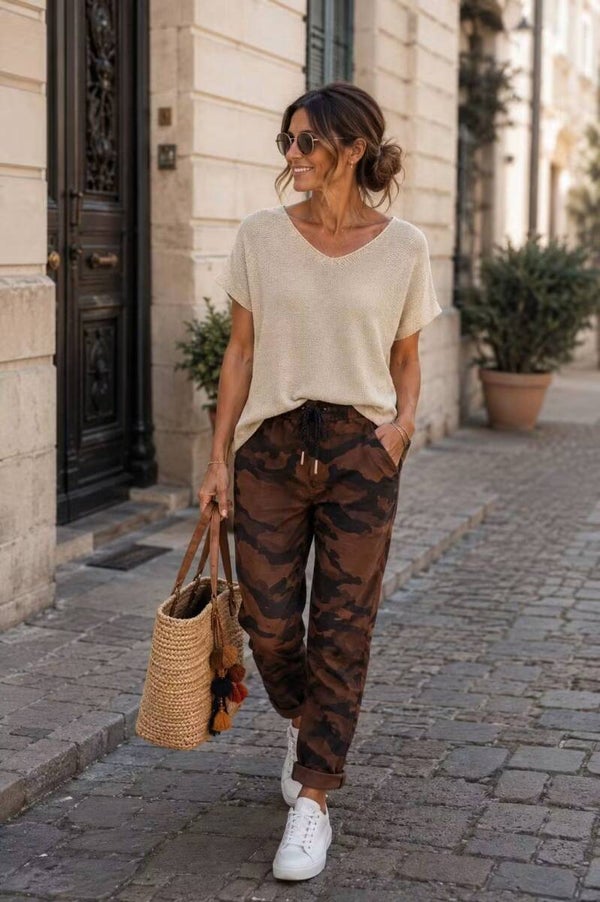 Camouflage Wildlederimitat - Jogpants