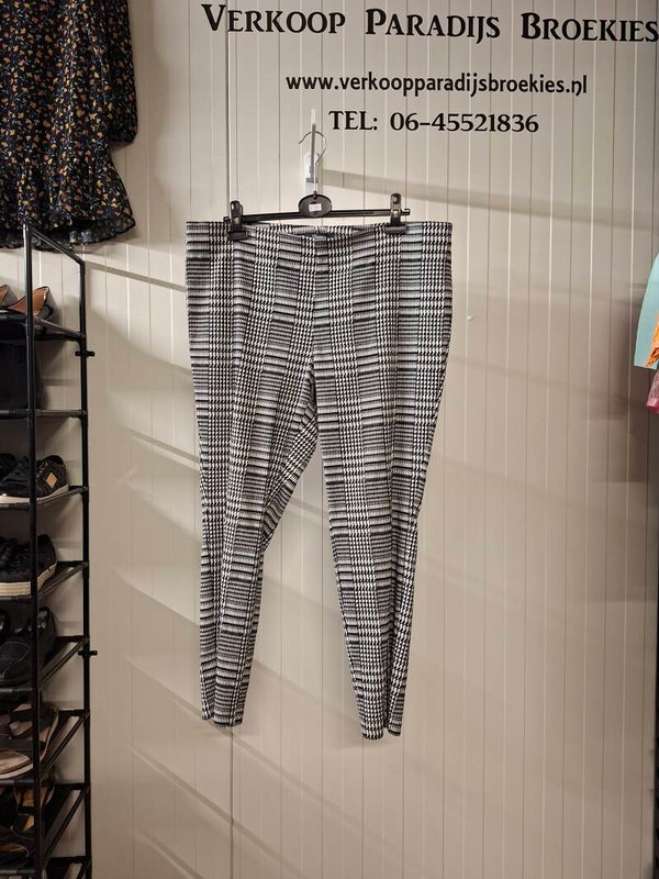 Zwart Wit Geruite Dames Broek: Maat 3XL