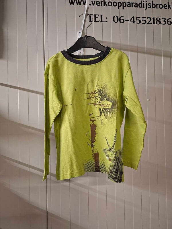 Groene Jongens Tshirt Met Lange Mouwen Maat: 110