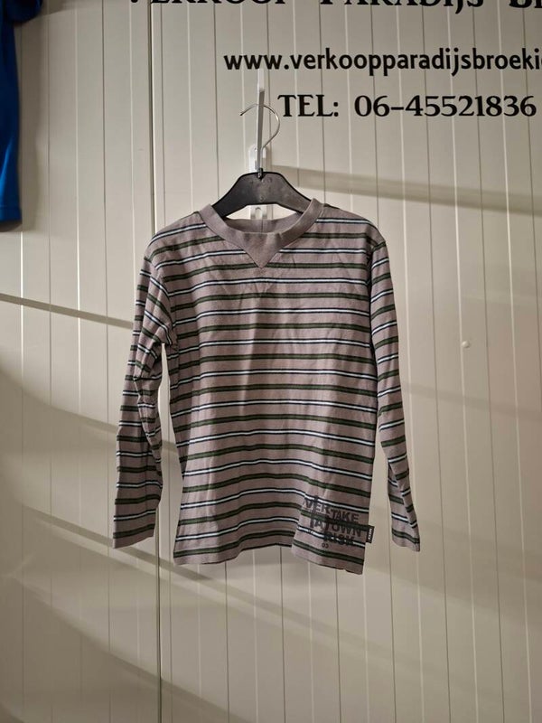 Grijs Gestreepte Jongens Tshirt Maat: 110
