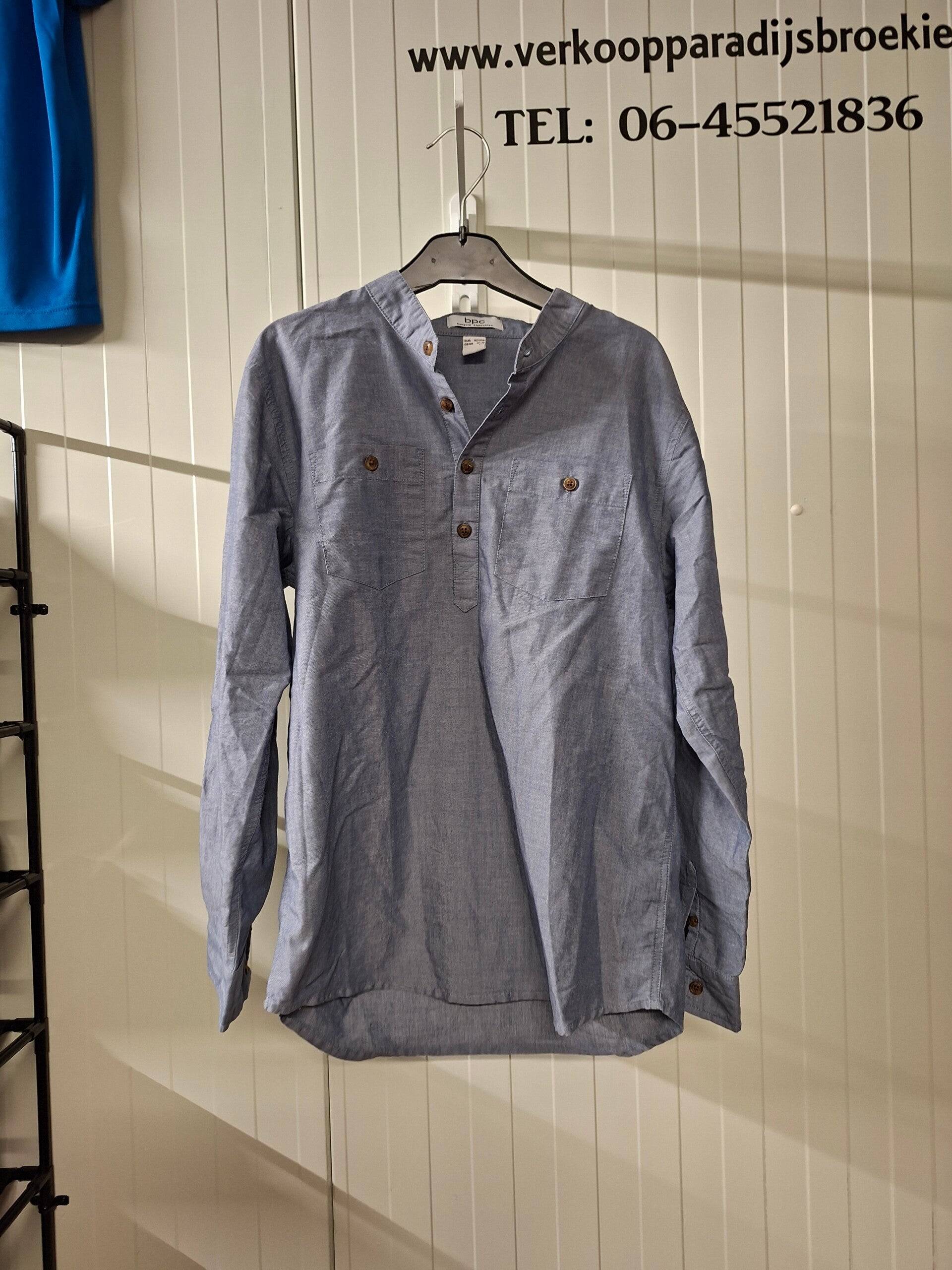 Grijs Blauwe Jongens Blouse: Maat 152