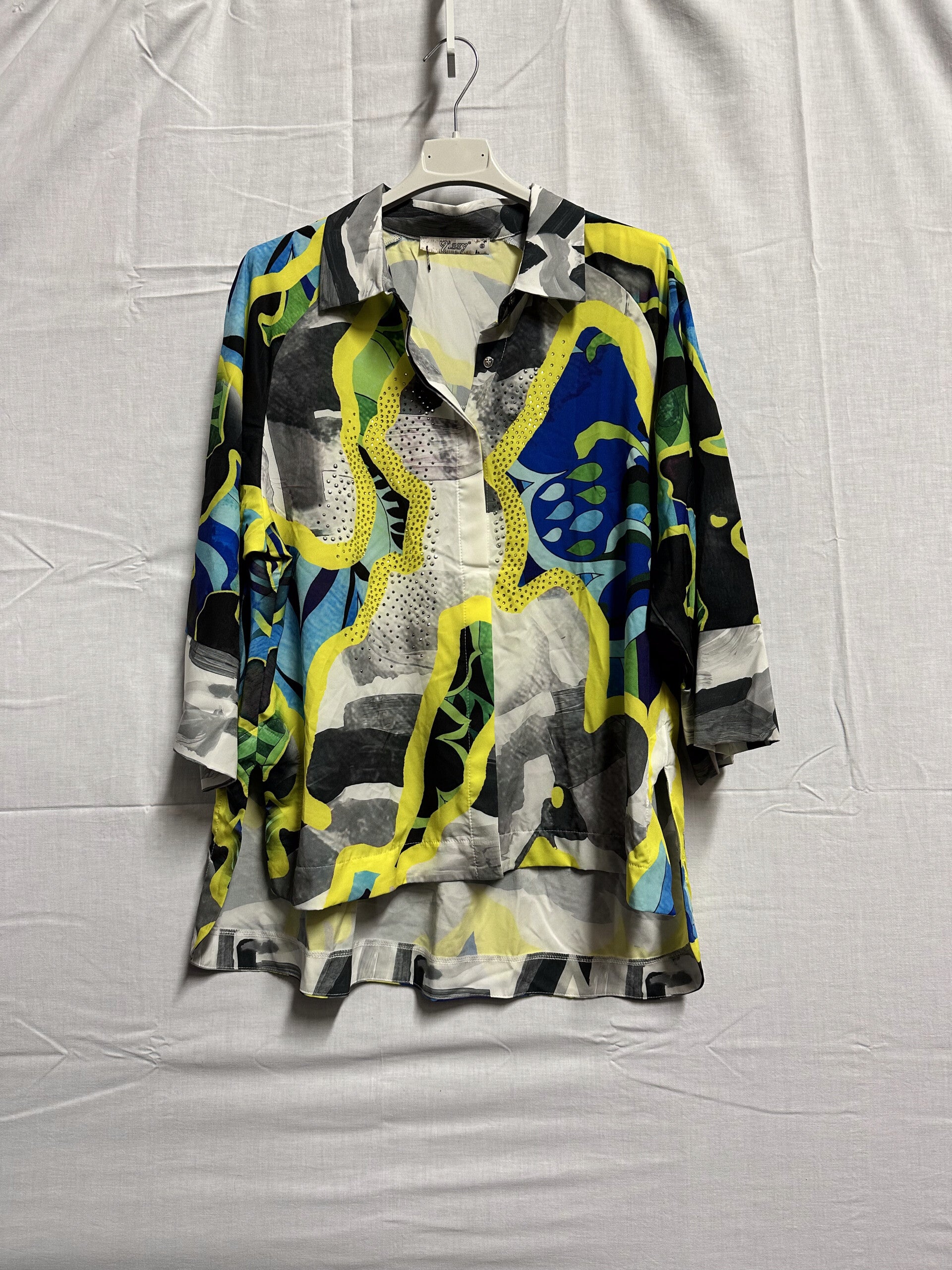 Geel Blauw Kleurige Dames Blouse