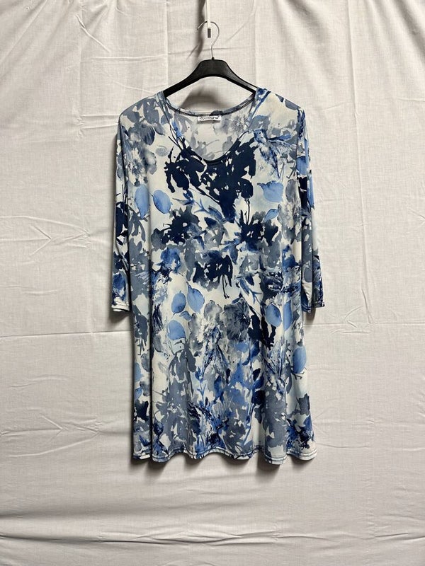 Blauwe Bloemen Dames Tuniek Maat L