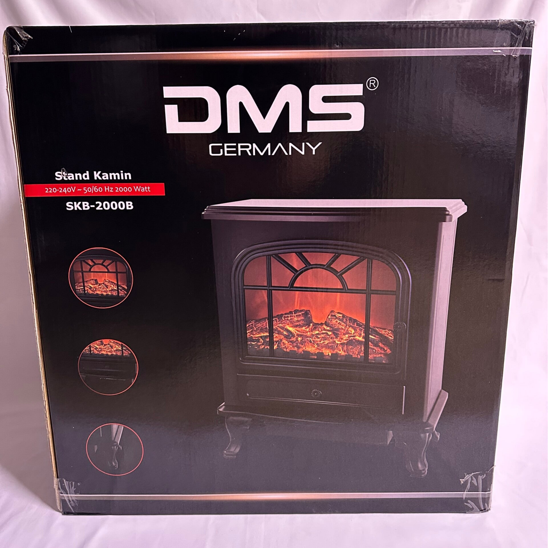 DMS Elektrokamin mit Heizlüfter 2000W Elektro Kamin Heizung LED