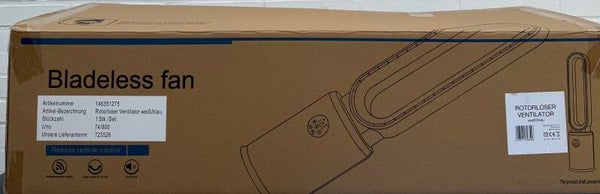 Weltbild Bladeless Fan Rotorloser Ventilator Blau Weiß mit Ferbedienung