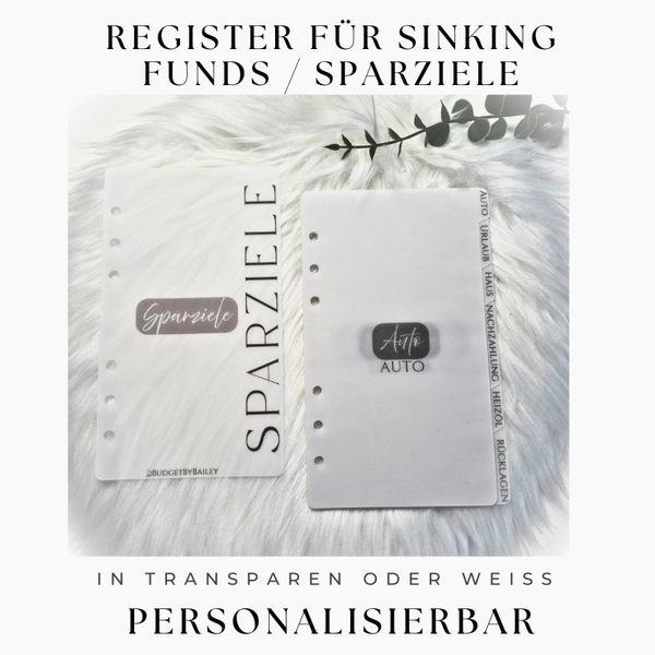 Personalisiertes Register für Sinking Funds & Sparziele – A5 & A6
