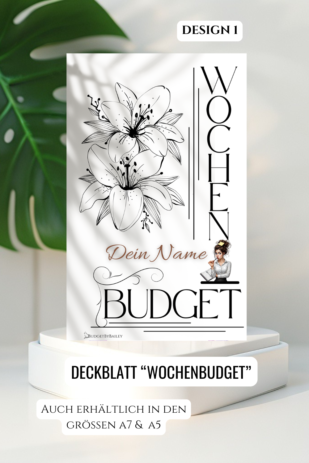 Wochenbudget Deckblatt personalisiert | A5 A6 A7 Budget Binder | Transparent/Weiß | Laminiert | Cash Envelope Cover