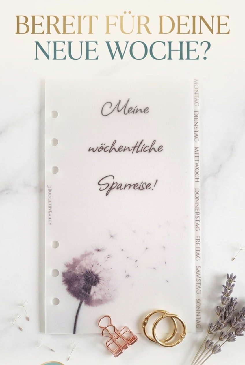 Register wöchentliche Sparreise | Budget Binder Trennblatt A5 A6 A7 | Dashboard mit Tabs