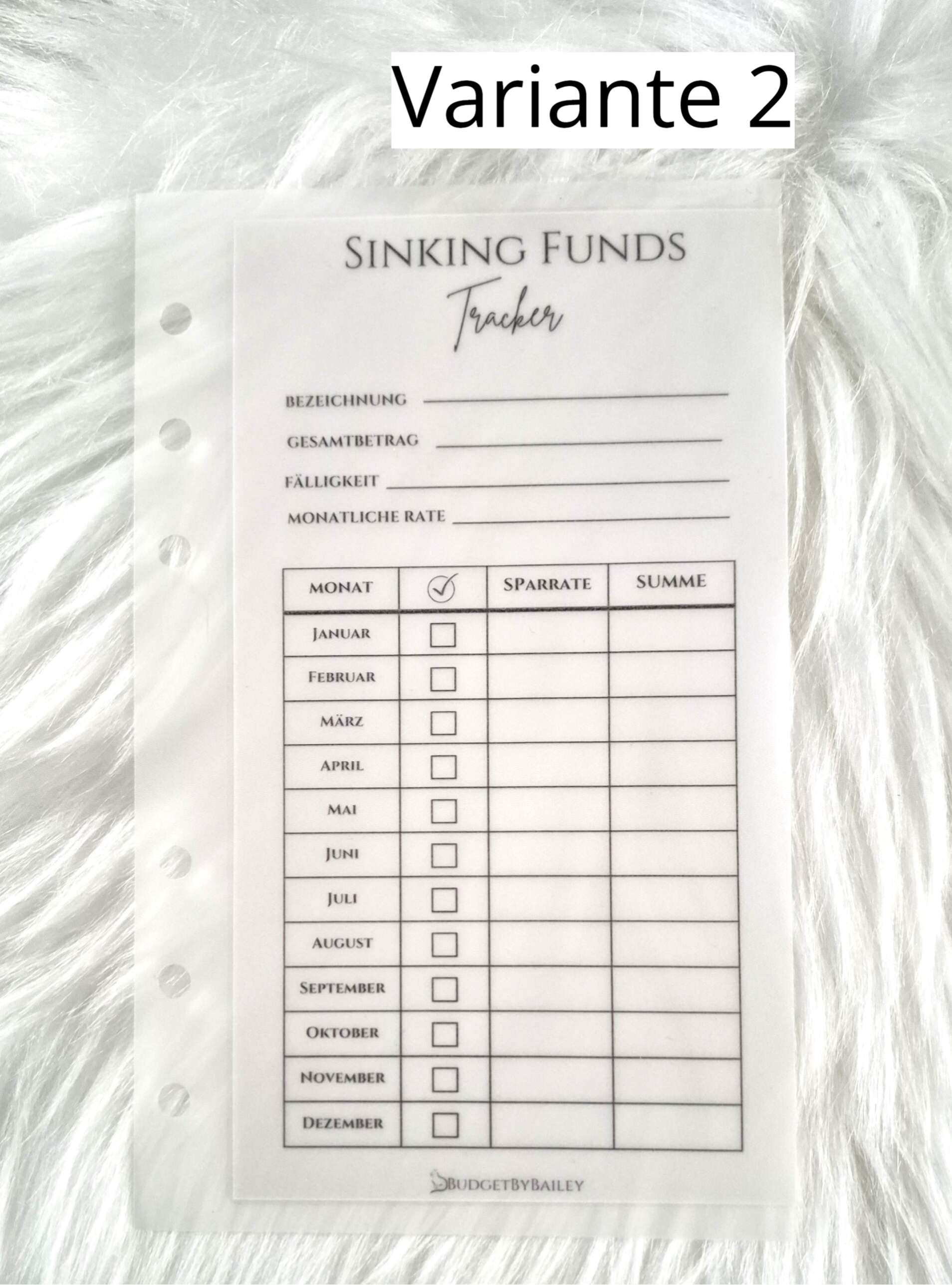 Sinking Funds Tracker  – Transparenter Geldumschlag mit Spar-Tracker für A5 & A6