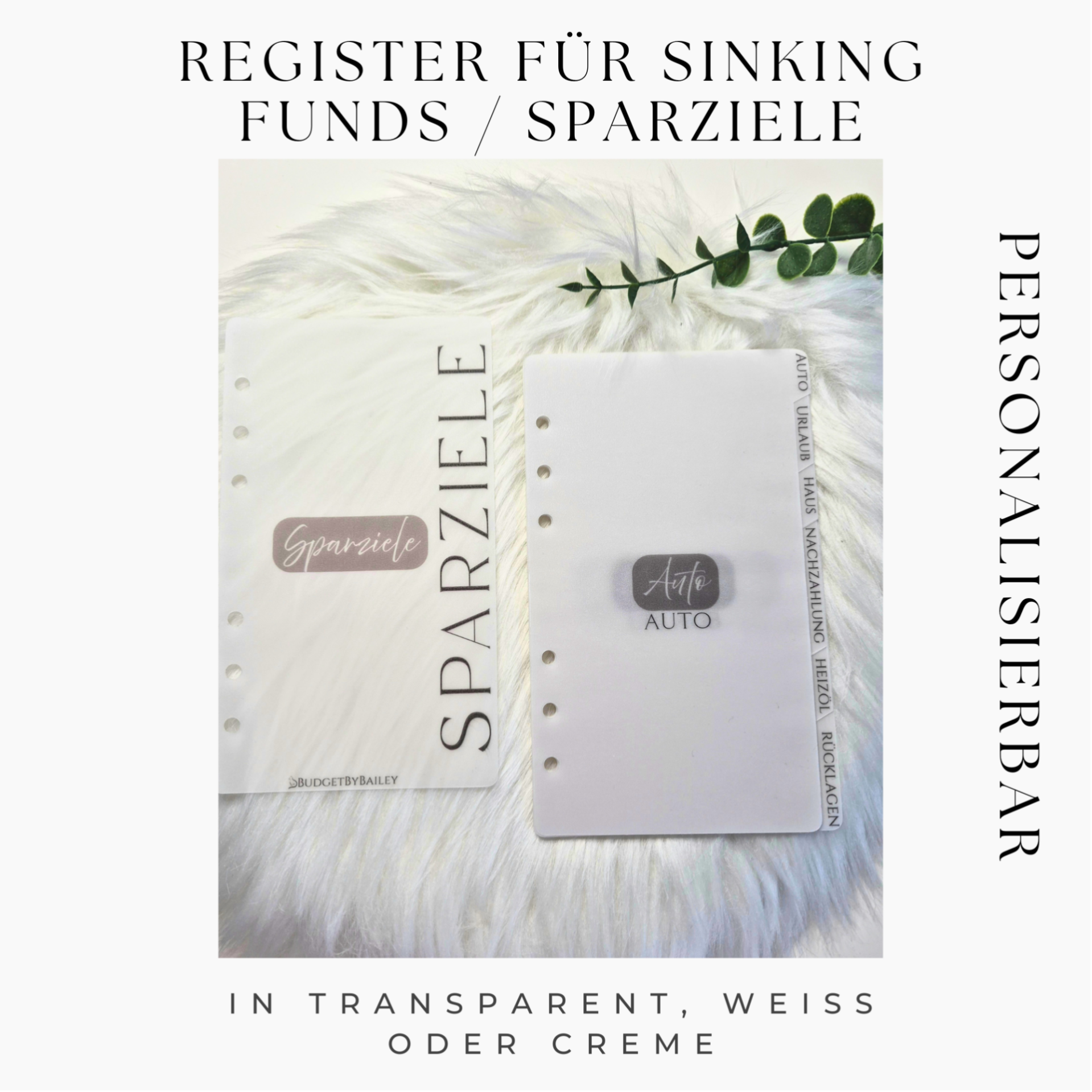 Register für Sinking Funds / Sparziele – personalisierbar für Budgetplaner (A6 & A5)