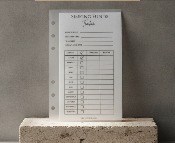 Sinking Funds Tracker  – Transparenter Geldumschlag mit Spar-Tracker für A5 & A6
