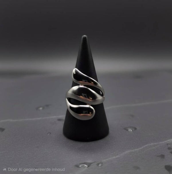 Ocean wave zilver ring