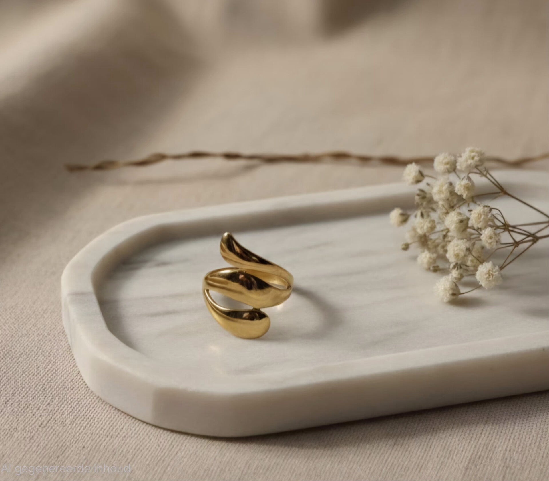 Ocean wave gold ring
