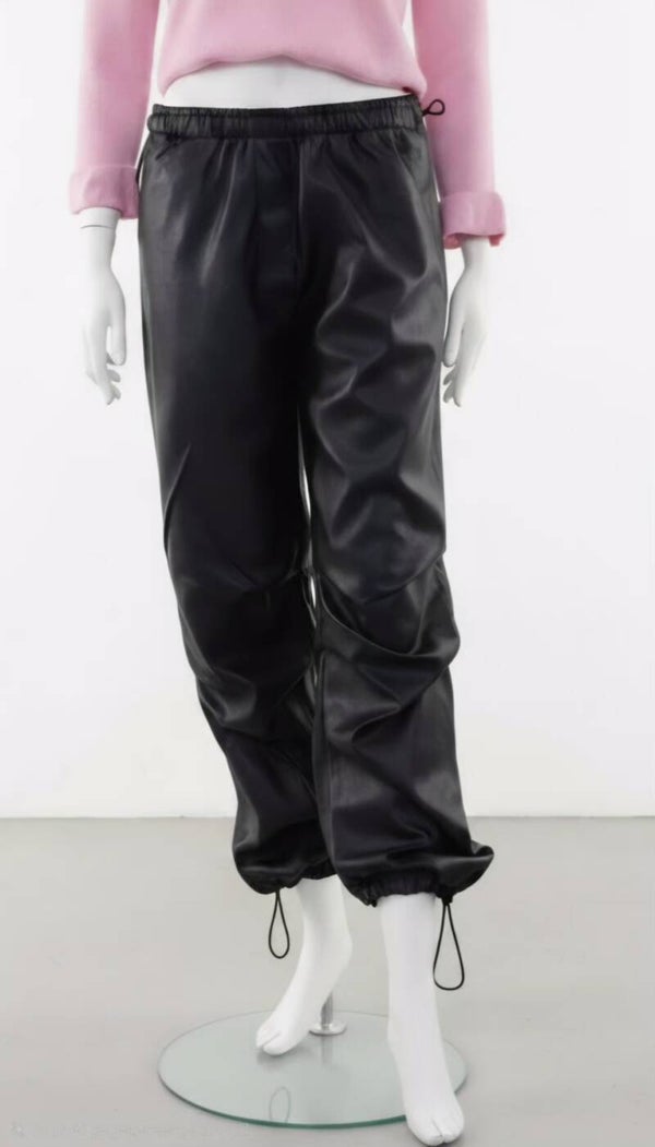 Leather jogger cargo broek