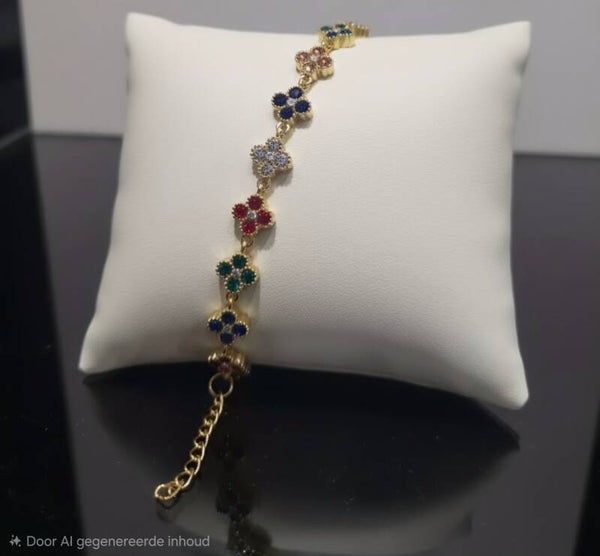 Rainbow clover armband