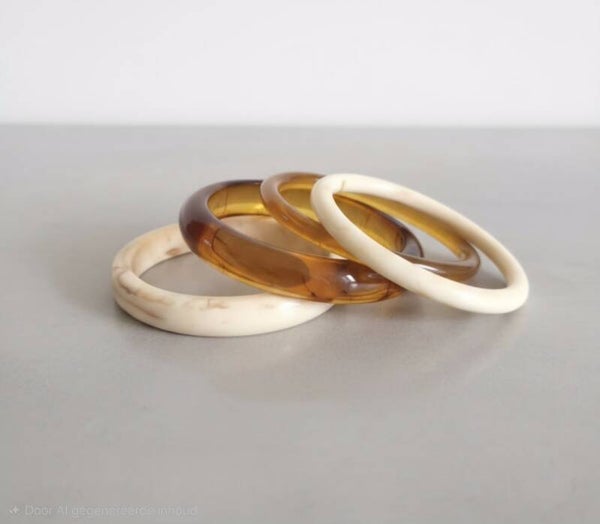 Amber / Cream bangle set