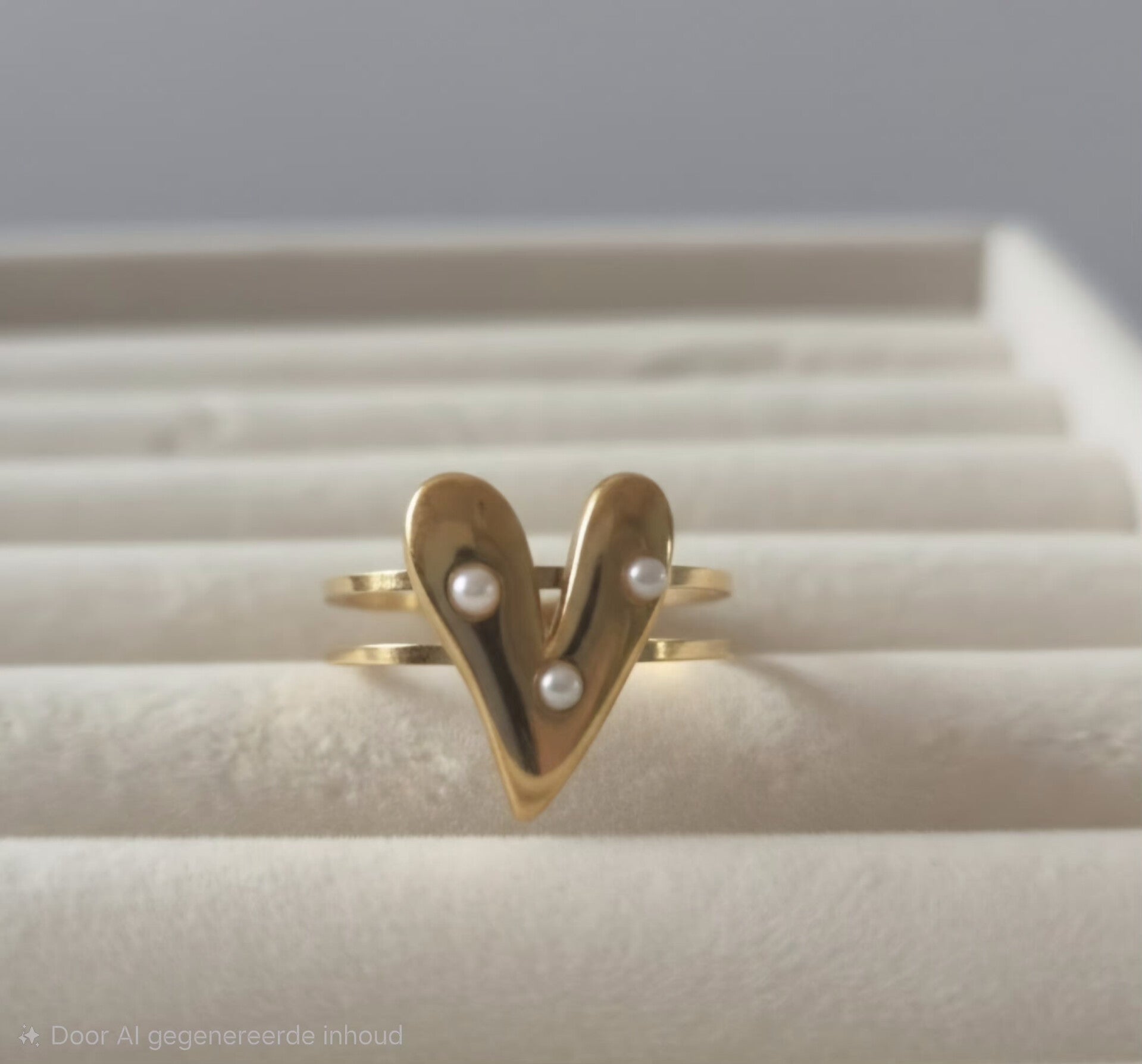 Amora pearl heart ring