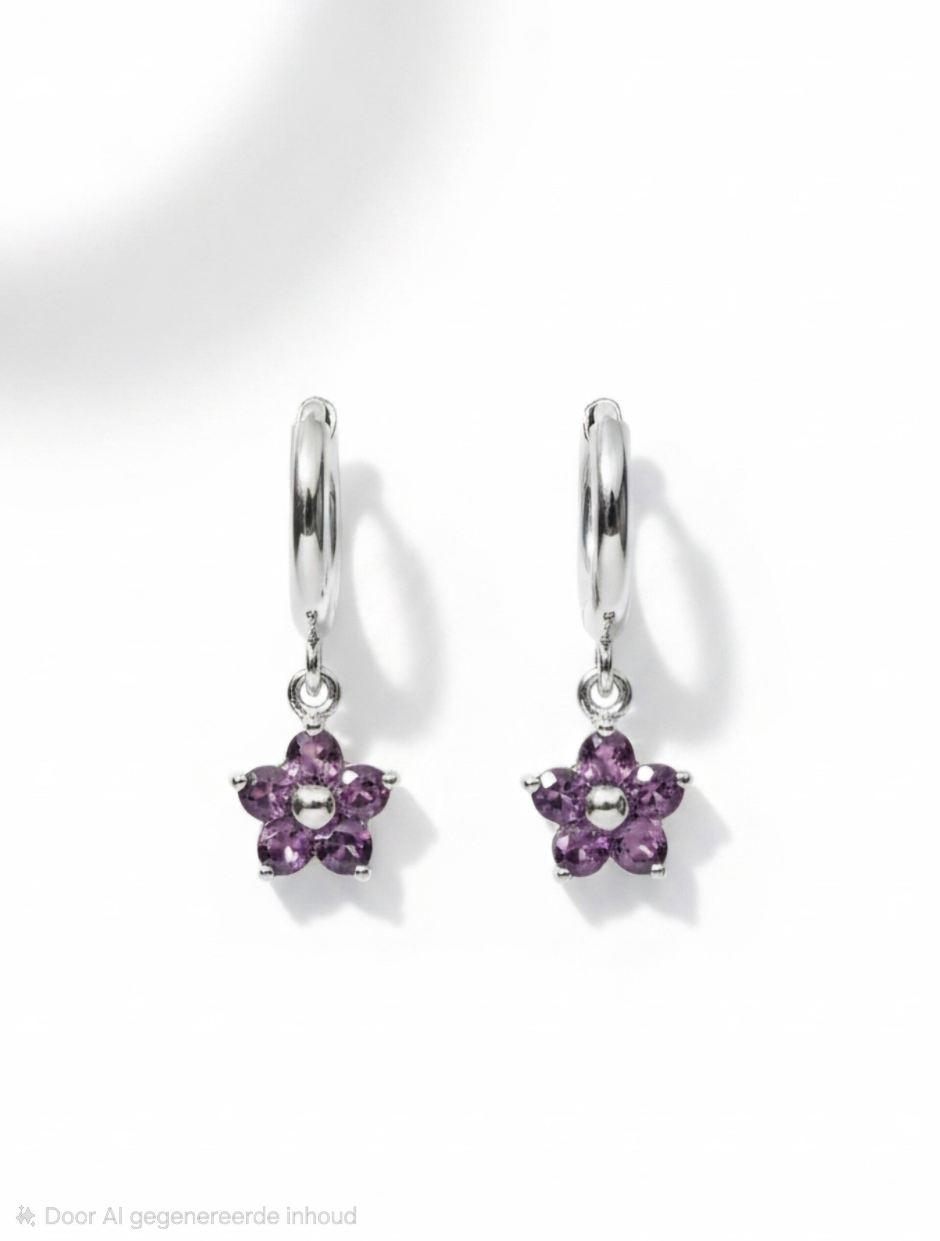 Lily flower charm hoops