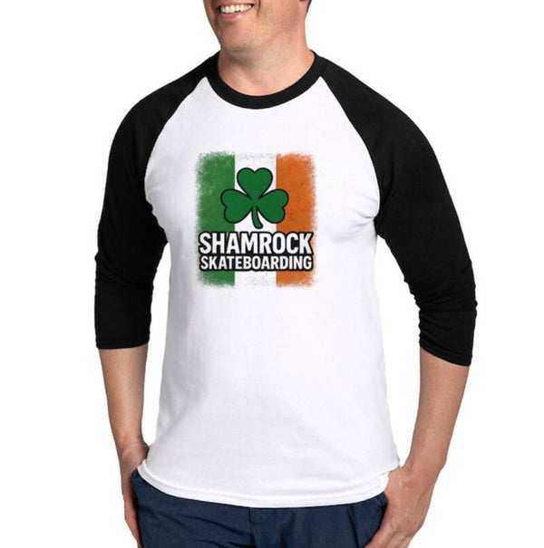Shamrock  Skateboarding Tricolor Men's Baseball Shirt