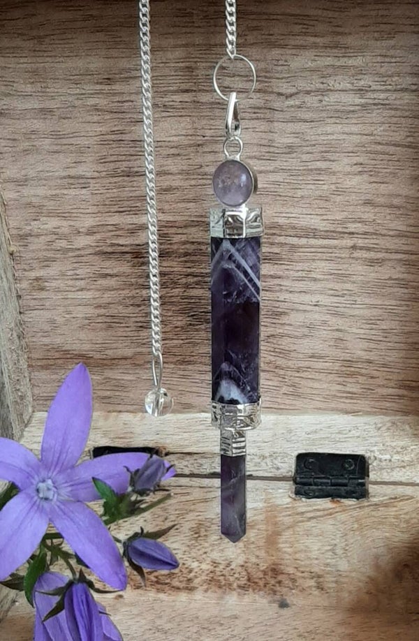 Amethist Luxe Verzilverde Pendel