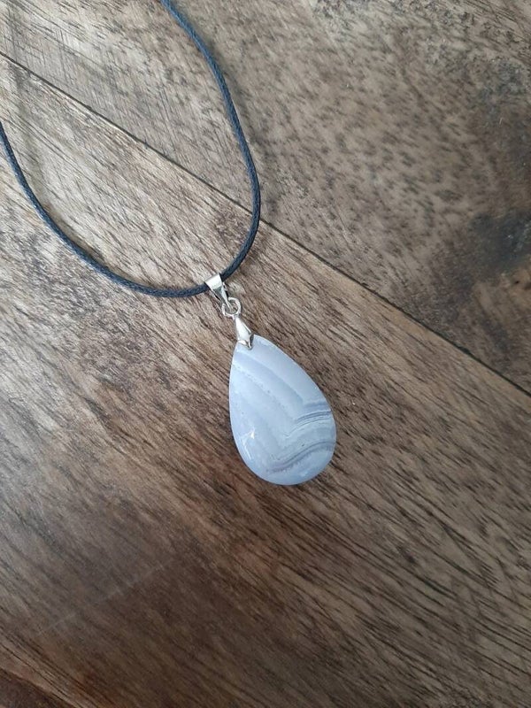 Chalcedoon Blauw Druppel Hanger